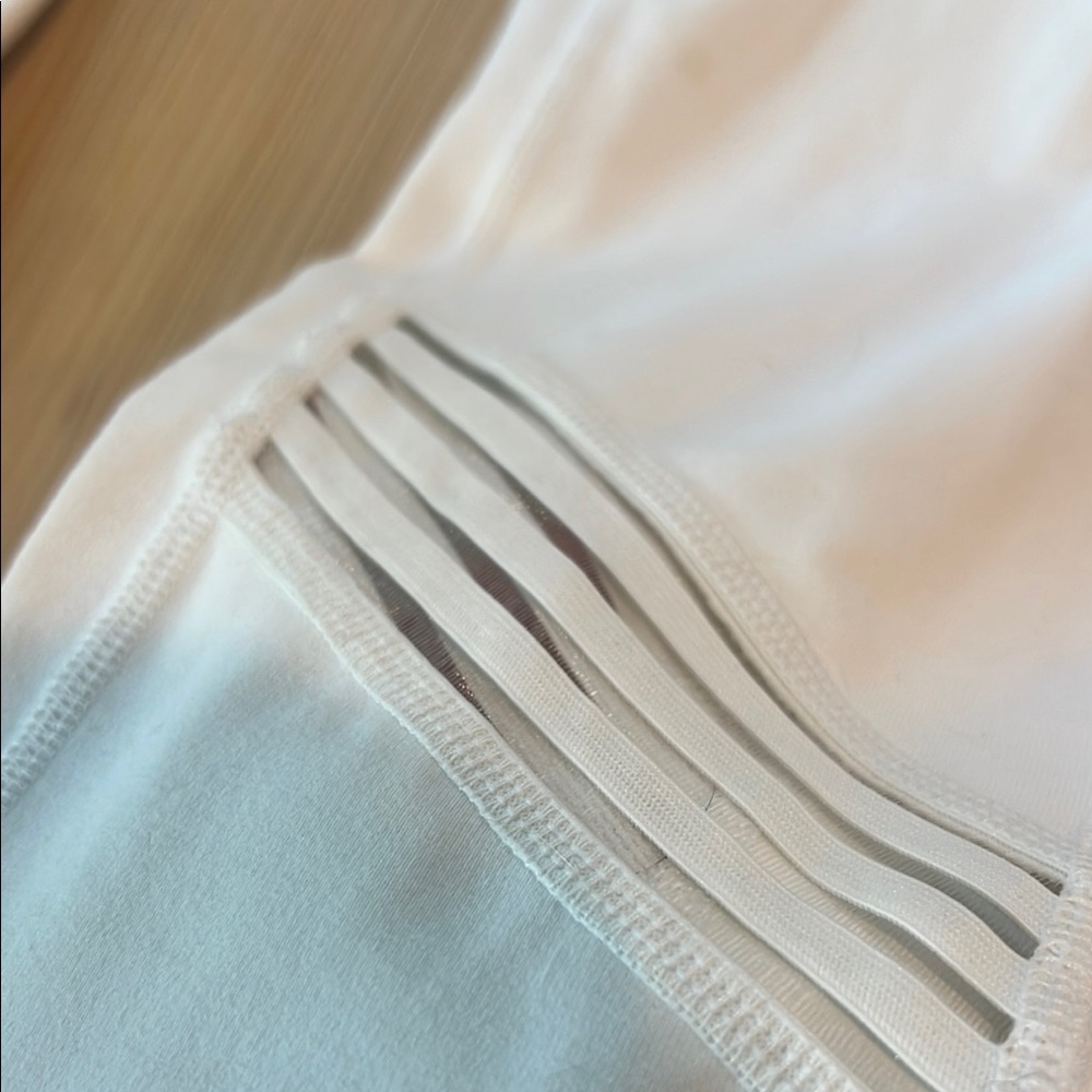 Alo White Leggings Stripe mesh detail athletic yoga pants high waisted multi - Picture 3 of 7
